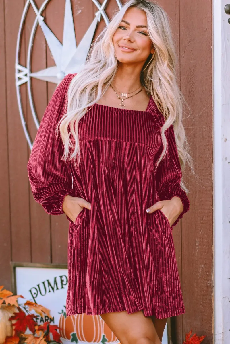 Red Velvet Tie Back Dress