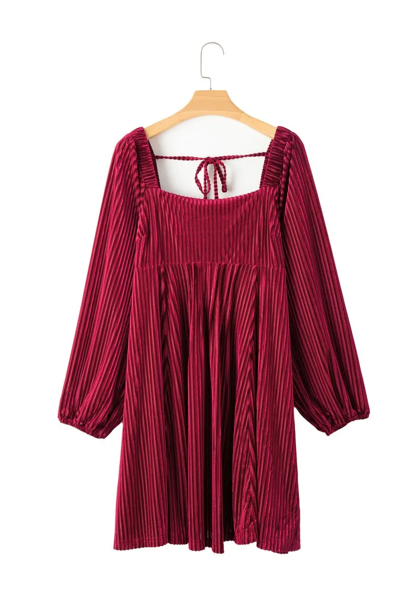 Red Velvet Tie Back Dress