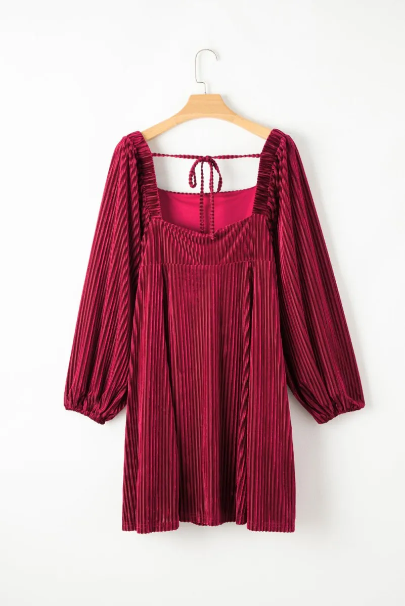 Red Velvet Tie Back Dress