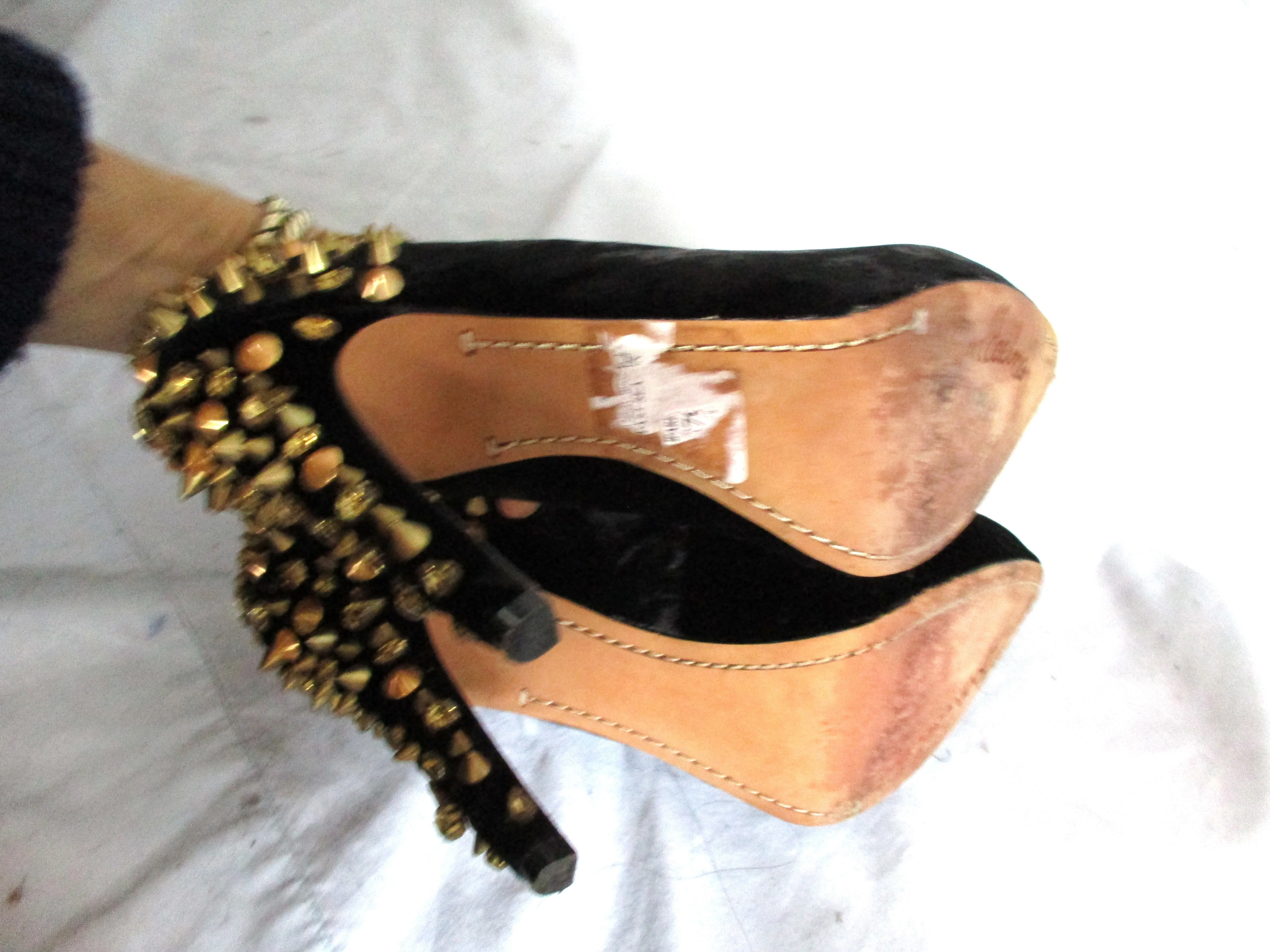 SAM EDELMAN ROZA SPIKE Jewel Encrusted Velvet Stiletto Pump Shoe BLACK 9