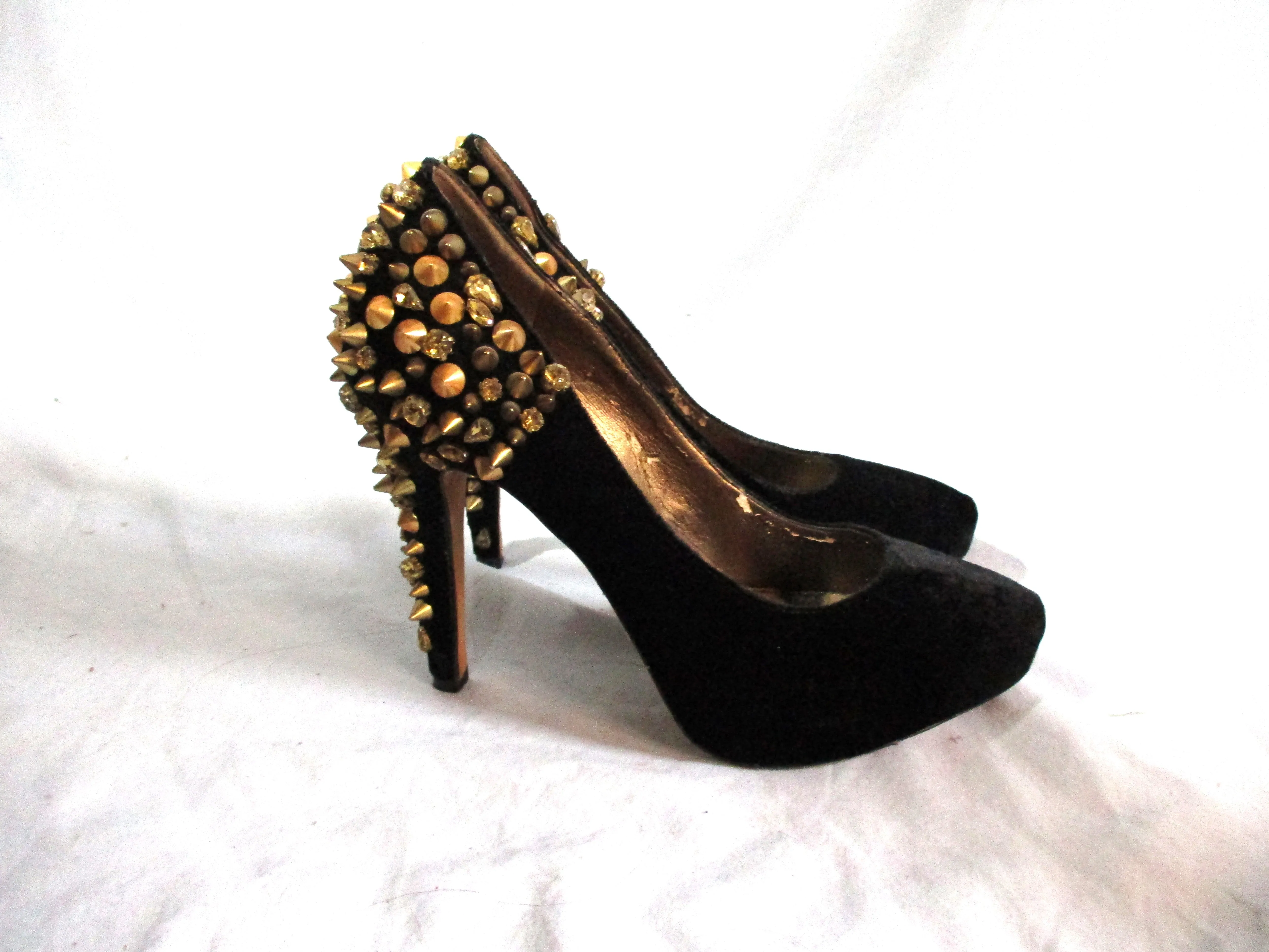 SAM EDELMAN ROZA SPIKE Jewel Encrusted Velvet Stiletto Pump Shoe BLACK 9