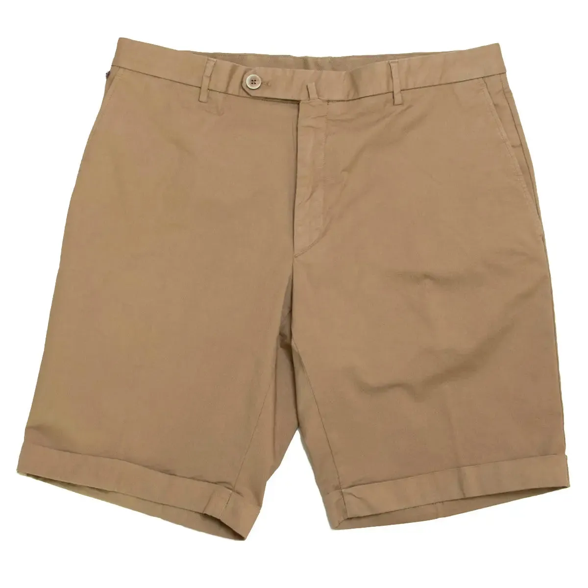 Sand Cotton Stretch Slim Fit Chino Shorts