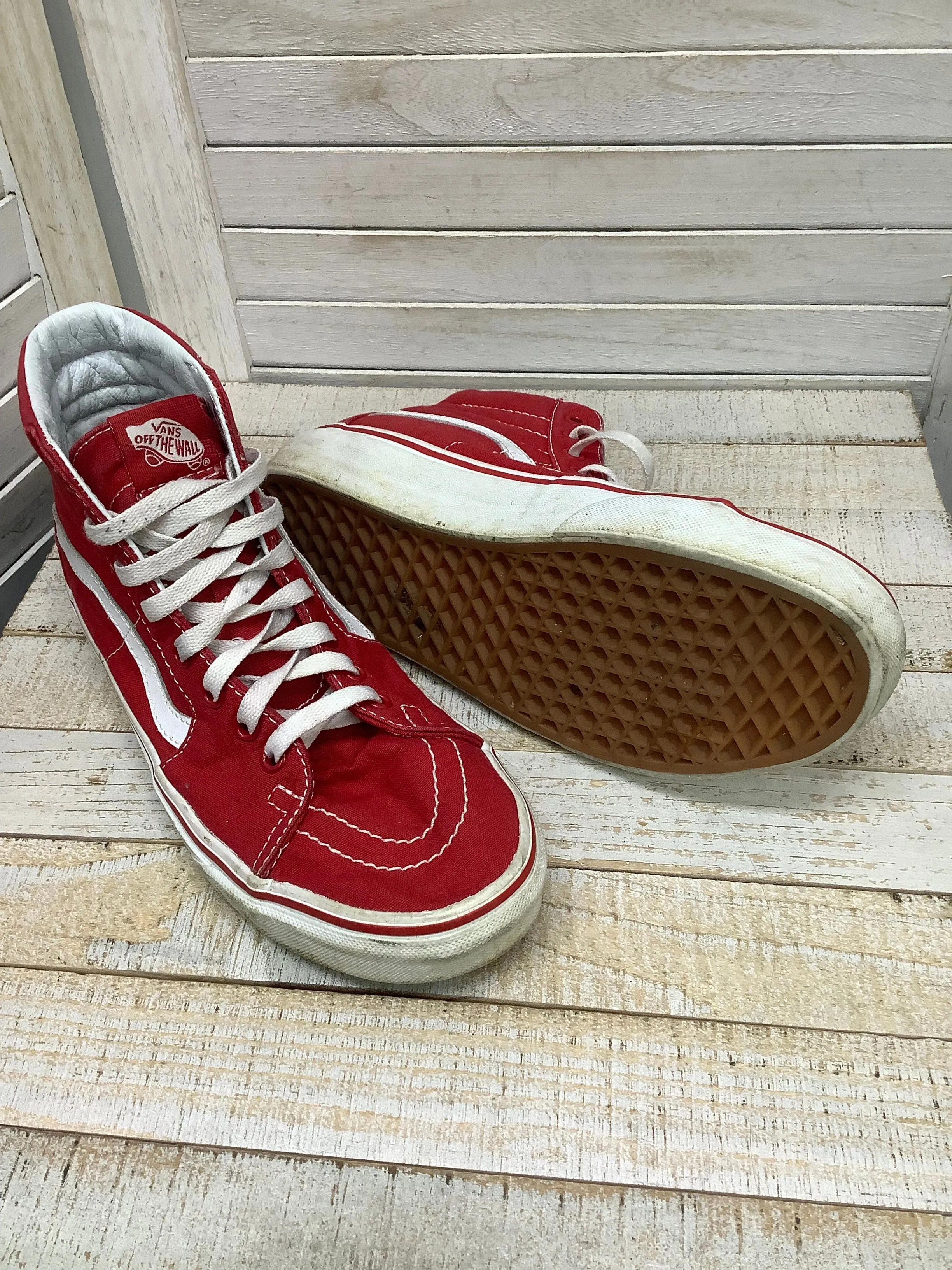 Shoes Flats By Vans In Red, Size: 8.5