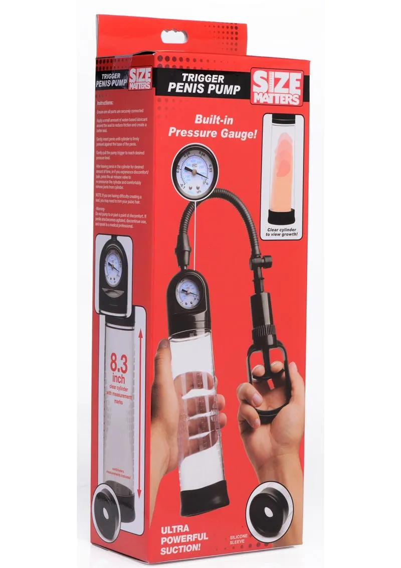 Size Matters Trigger Penis Pump with Built-In Pressure Gauge