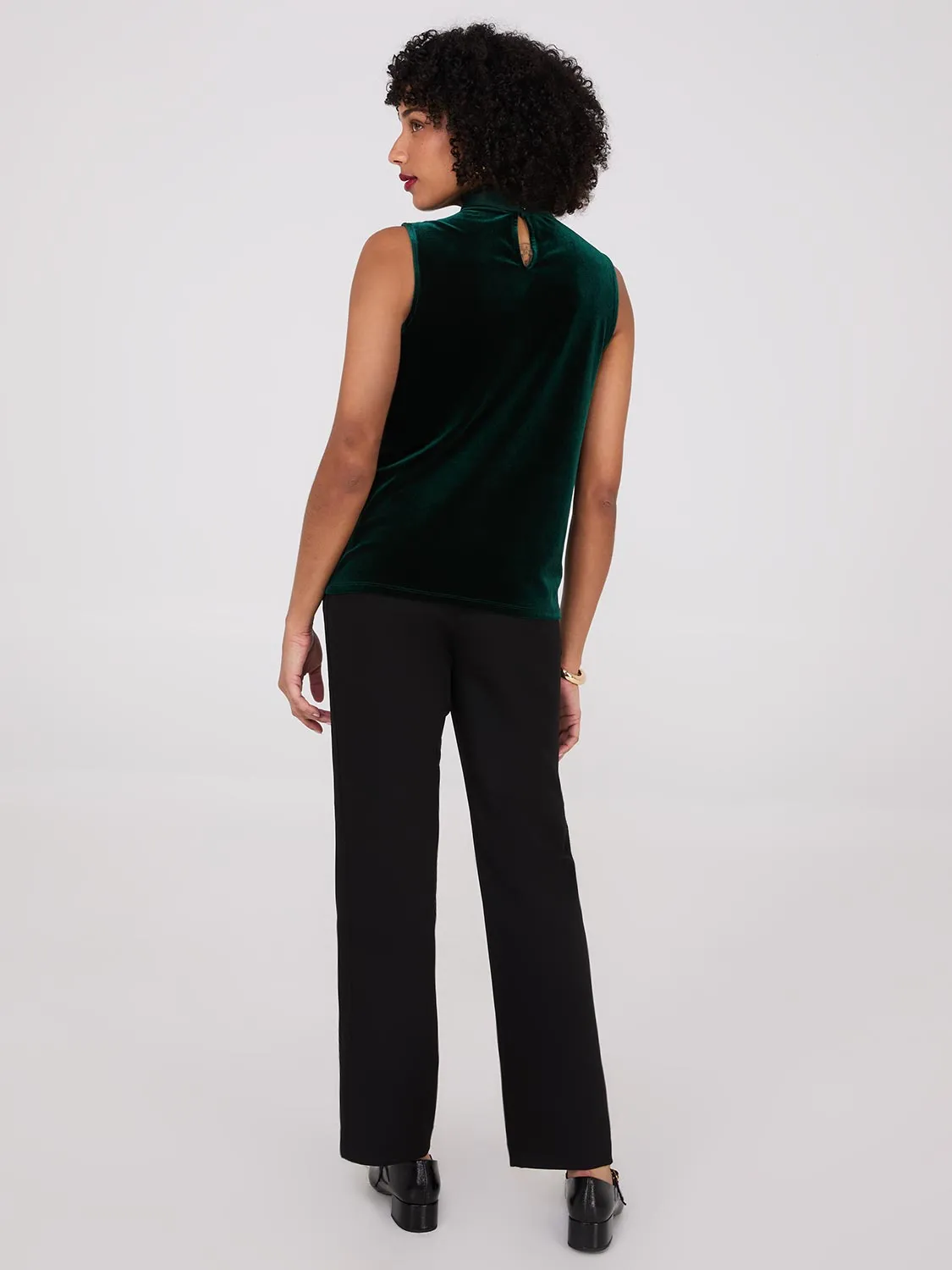 Sleeveless Mock Neck Velvet Top