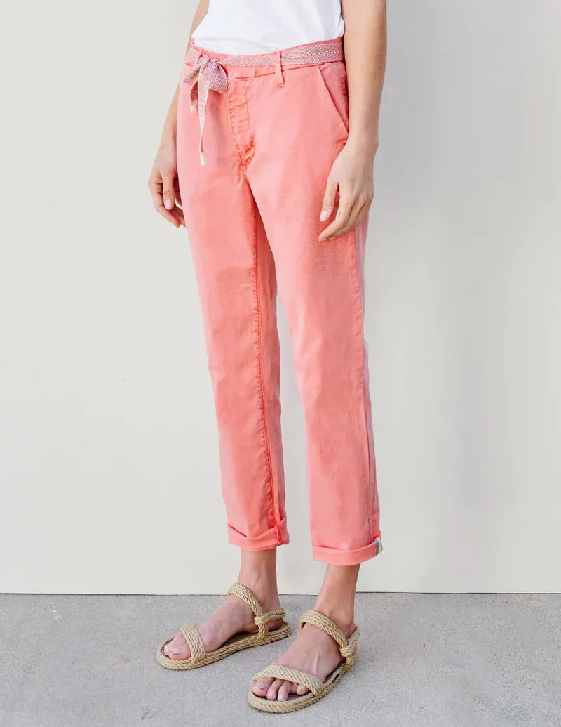 SUNDRY ROLLUP TROUSER WITH TRIM IN PIGMENT TANGO