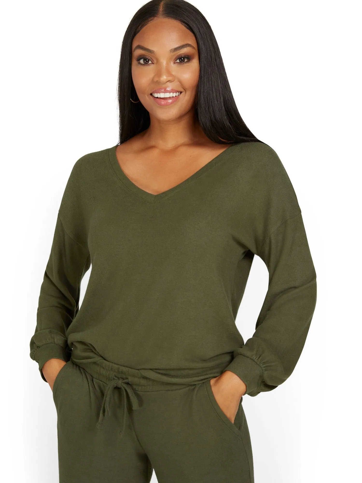 Super-Soft Balloon-Sleeve Pullover