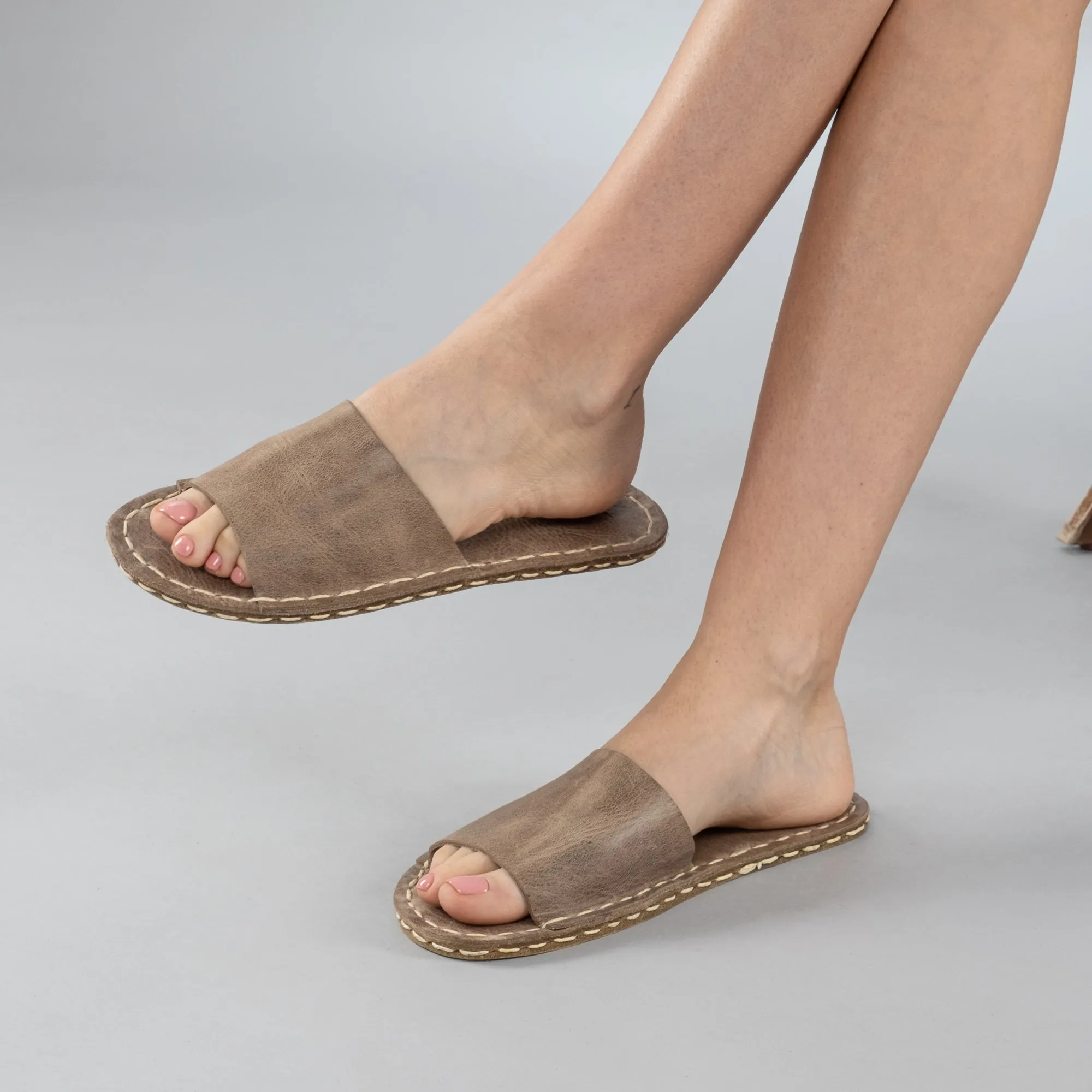 Tan Barefoot Slide Sandals