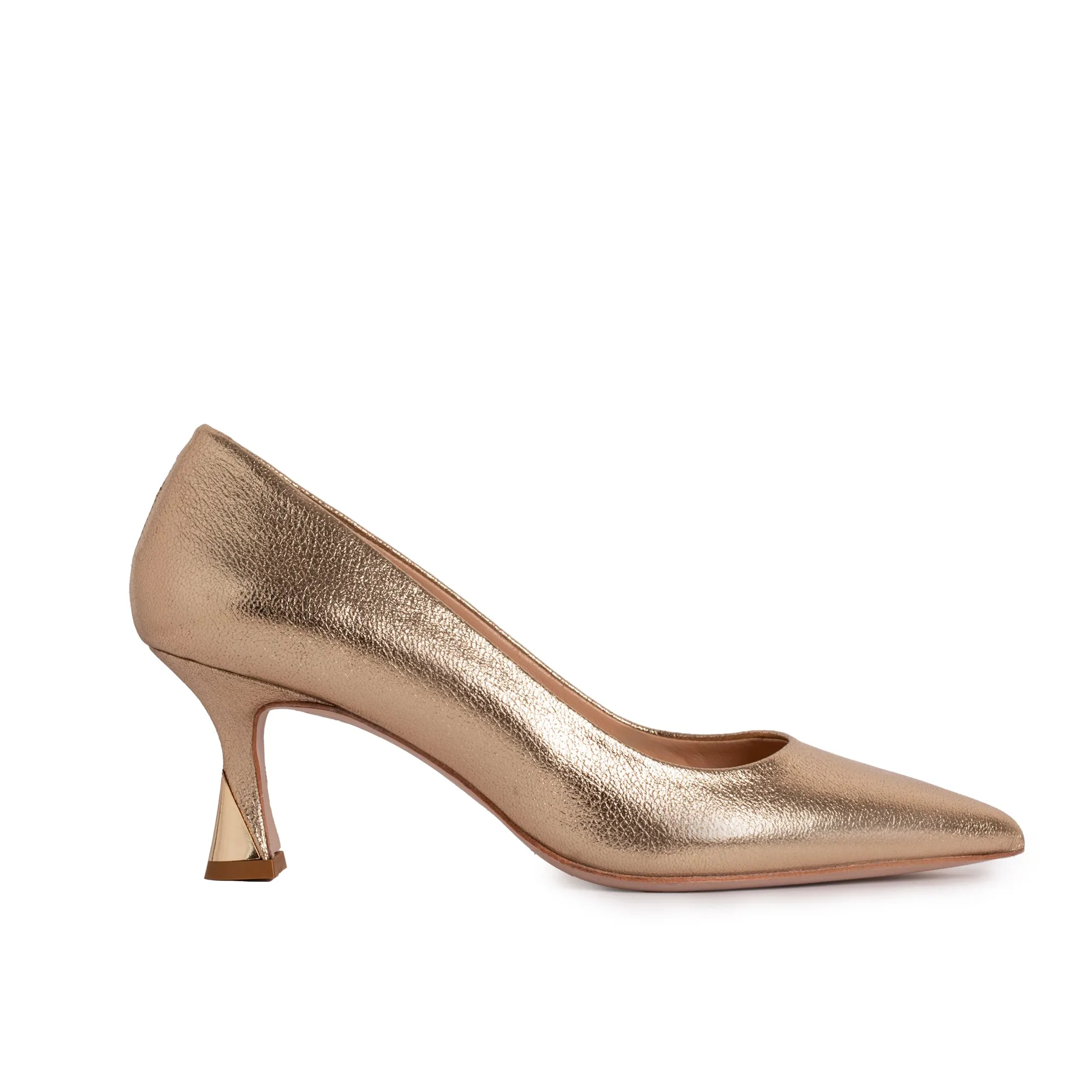 The Brunello Gold Leather Pump Women Shoe