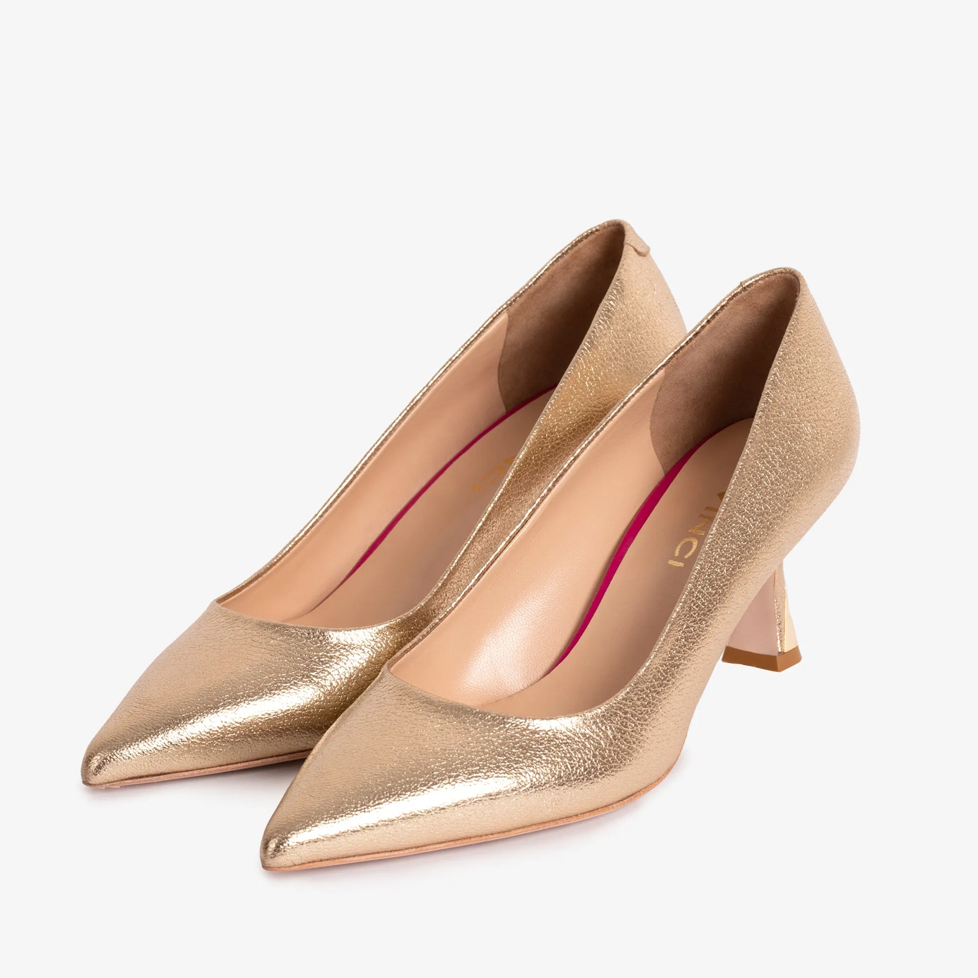 The Brunello Gold Leather Pump Women Shoe