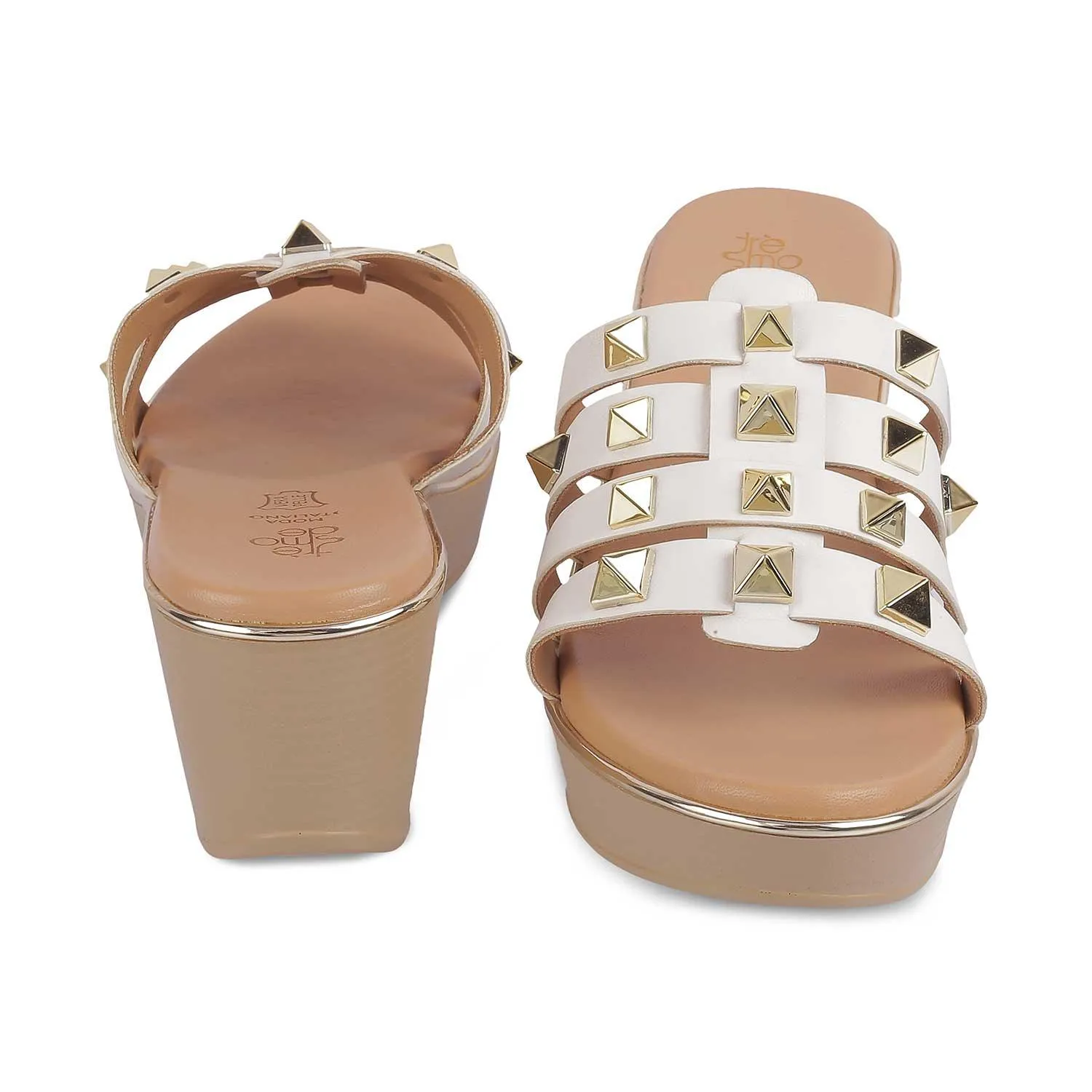 The Tango White Women's Dress Wedge Sandals Tresmode