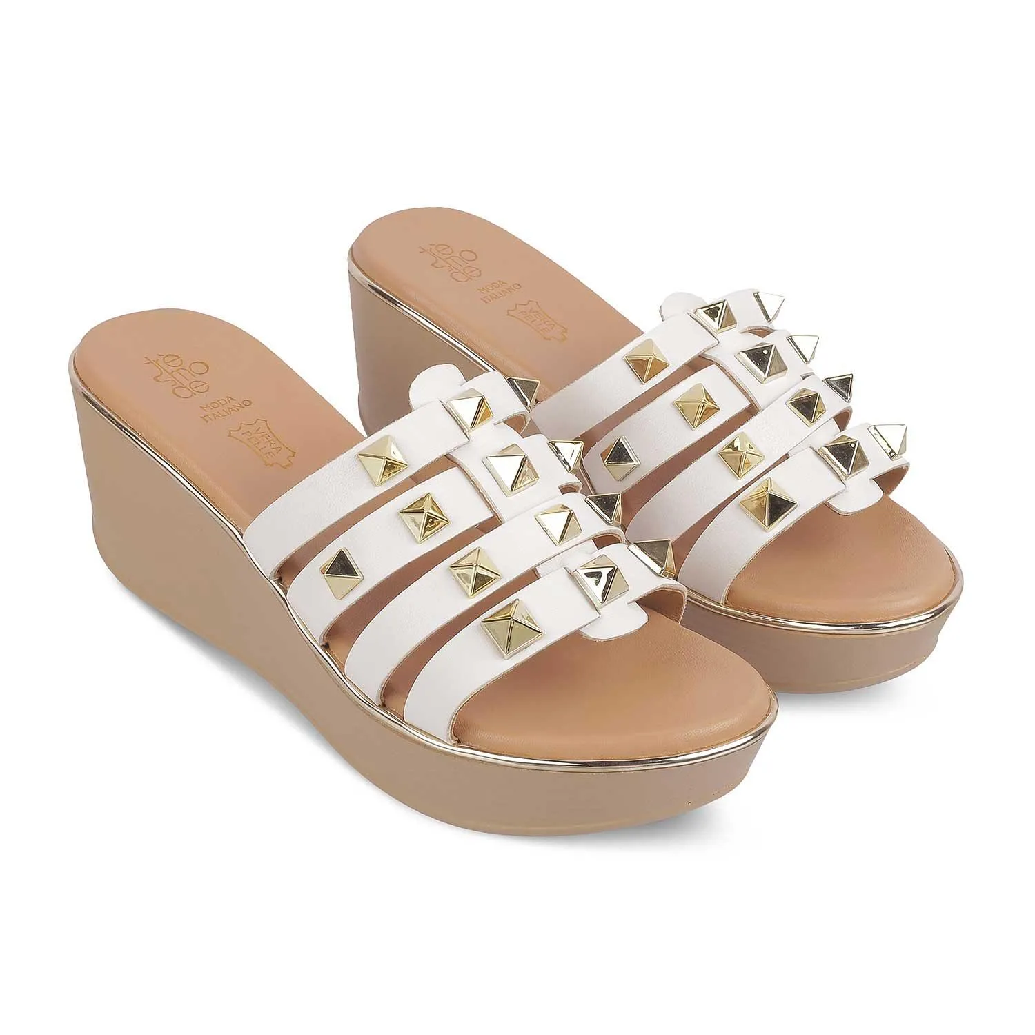 The Tango White Women's Dress Wedge Sandals Tresmode