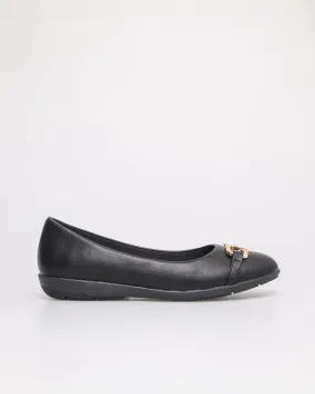 Tomaz NN247 Ladies Buckle Ballerinas (Black)