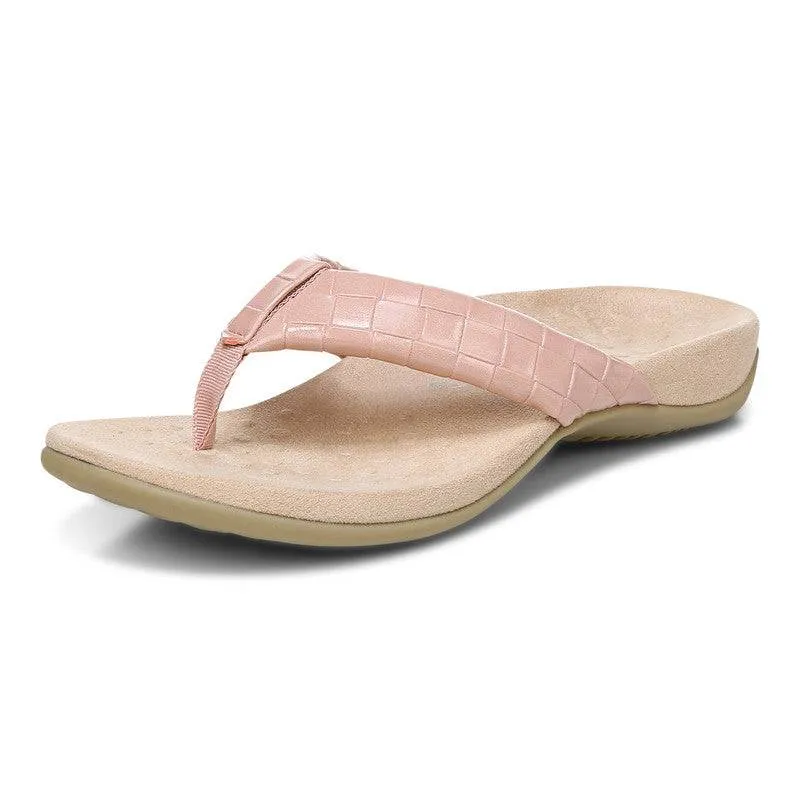 Vionic Layne Ladies Peach Patent Arch Support Slip On Sandals