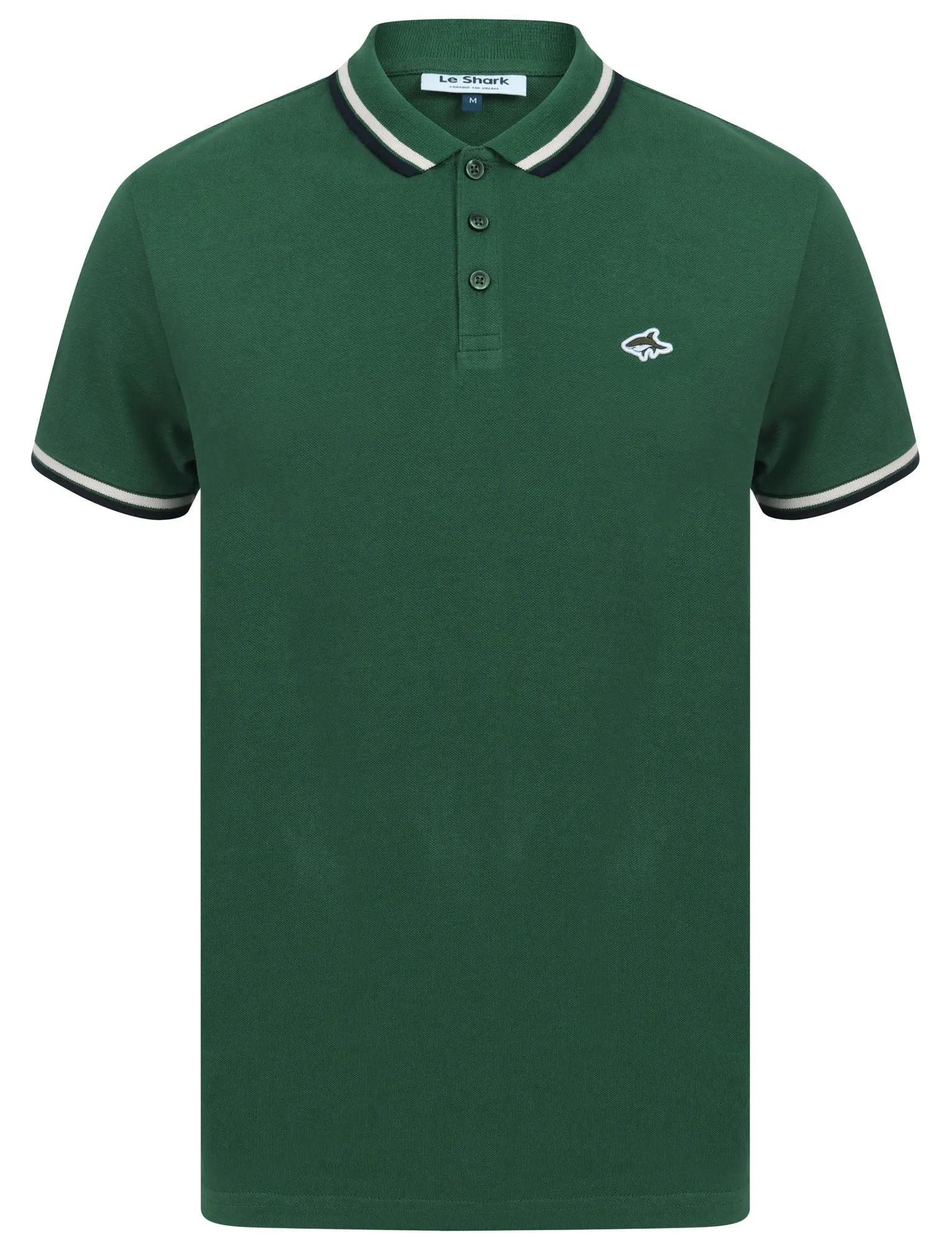 Waterloo Cotton Pique Polo Shirt with Tipping in Hunter Green - Le Shark