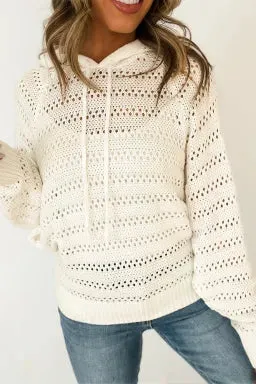 White Knit Hooded Sweater