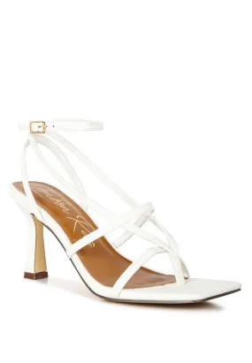 White Stalker Strappy Ankle Strap Sandals