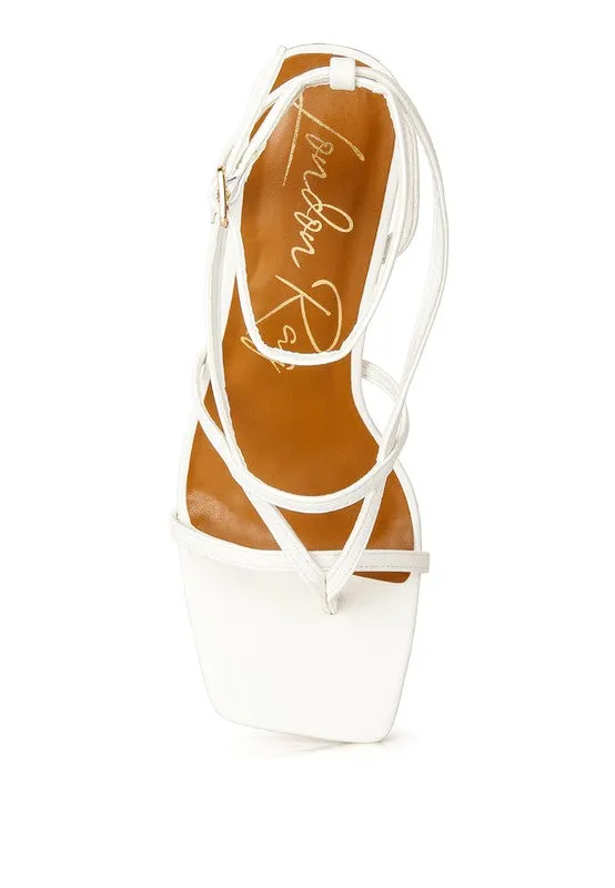 White Stalker Strappy Ankle Strap Sandals