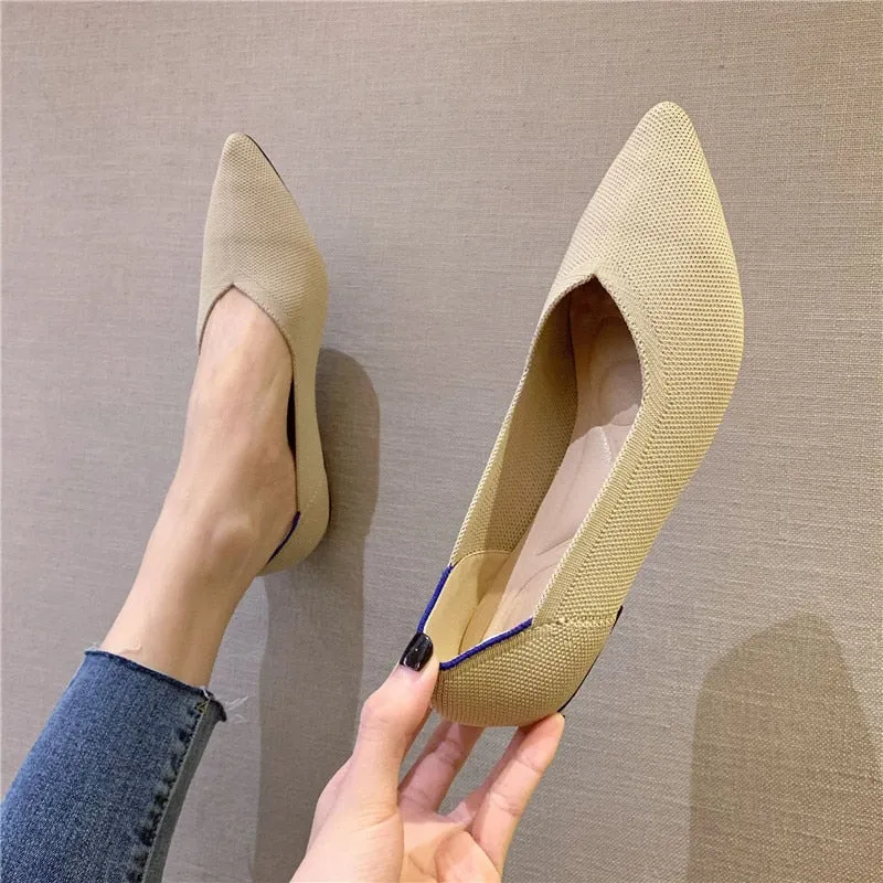 Women Heel Comfortable Flat Pointed Toe Pumps