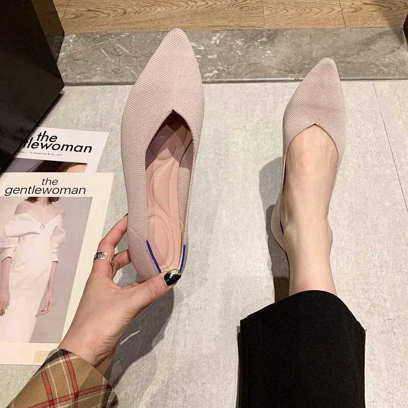 Women Heel Comfortable Flat Pointed Toe Pumps