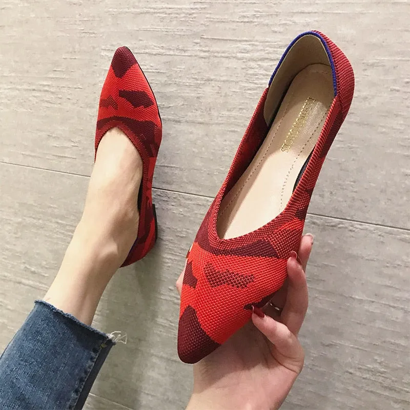 Women Heel Comfortable Flat Pointed Toe Pumps