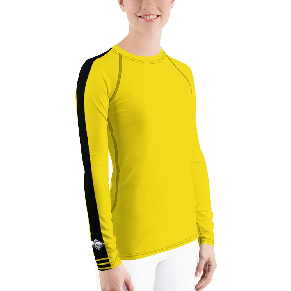 Women's Bruce Lee Game of Death and Kill Bill Inspired Long Sleeve Rash Guard: Perfect for BJJ, MMA, and Other Training Activities