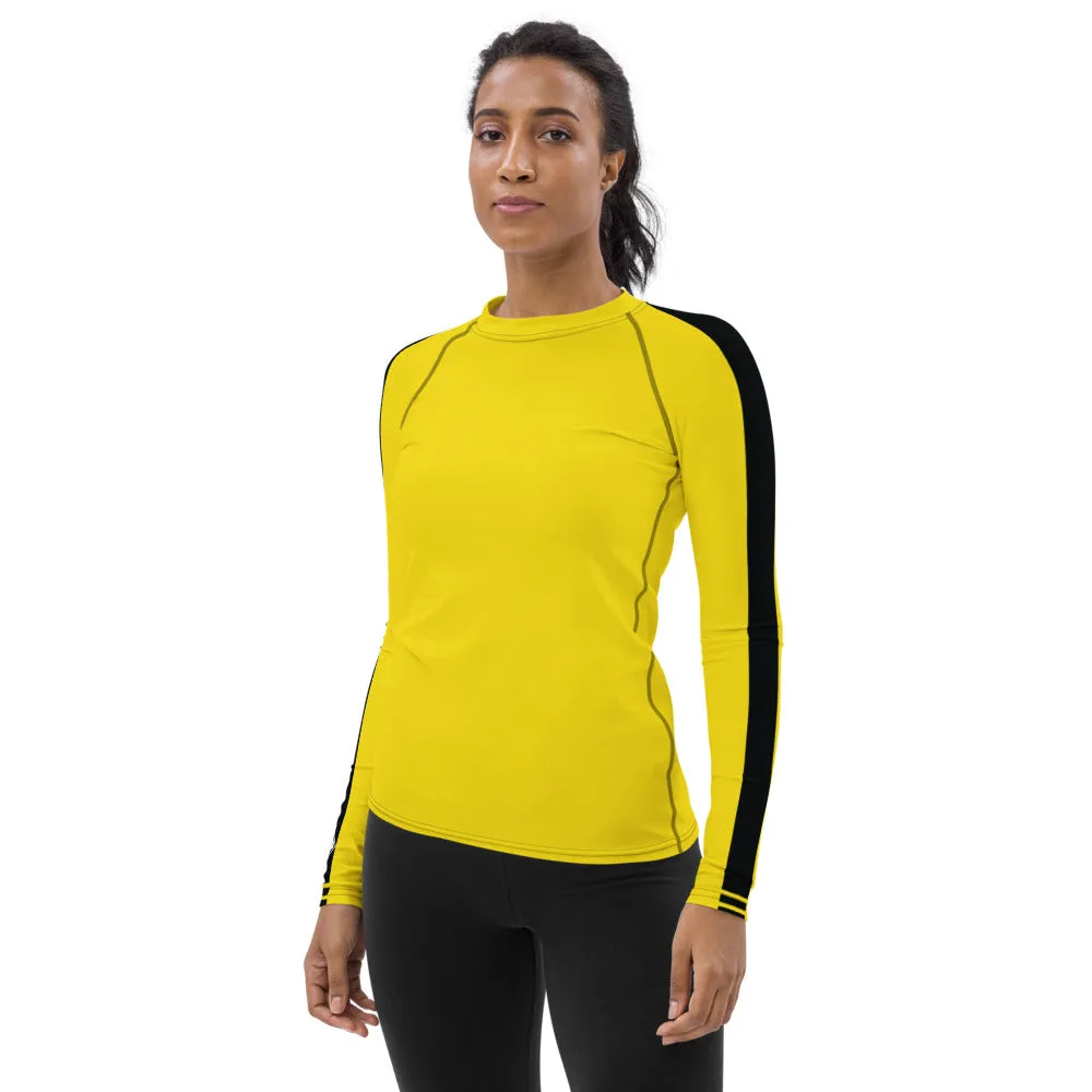 Women's Bruce Lee Game of Death and Kill Bill Inspired Long Sleeve Rash Guard: Perfect for BJJ, MMA, and Other Training Activities