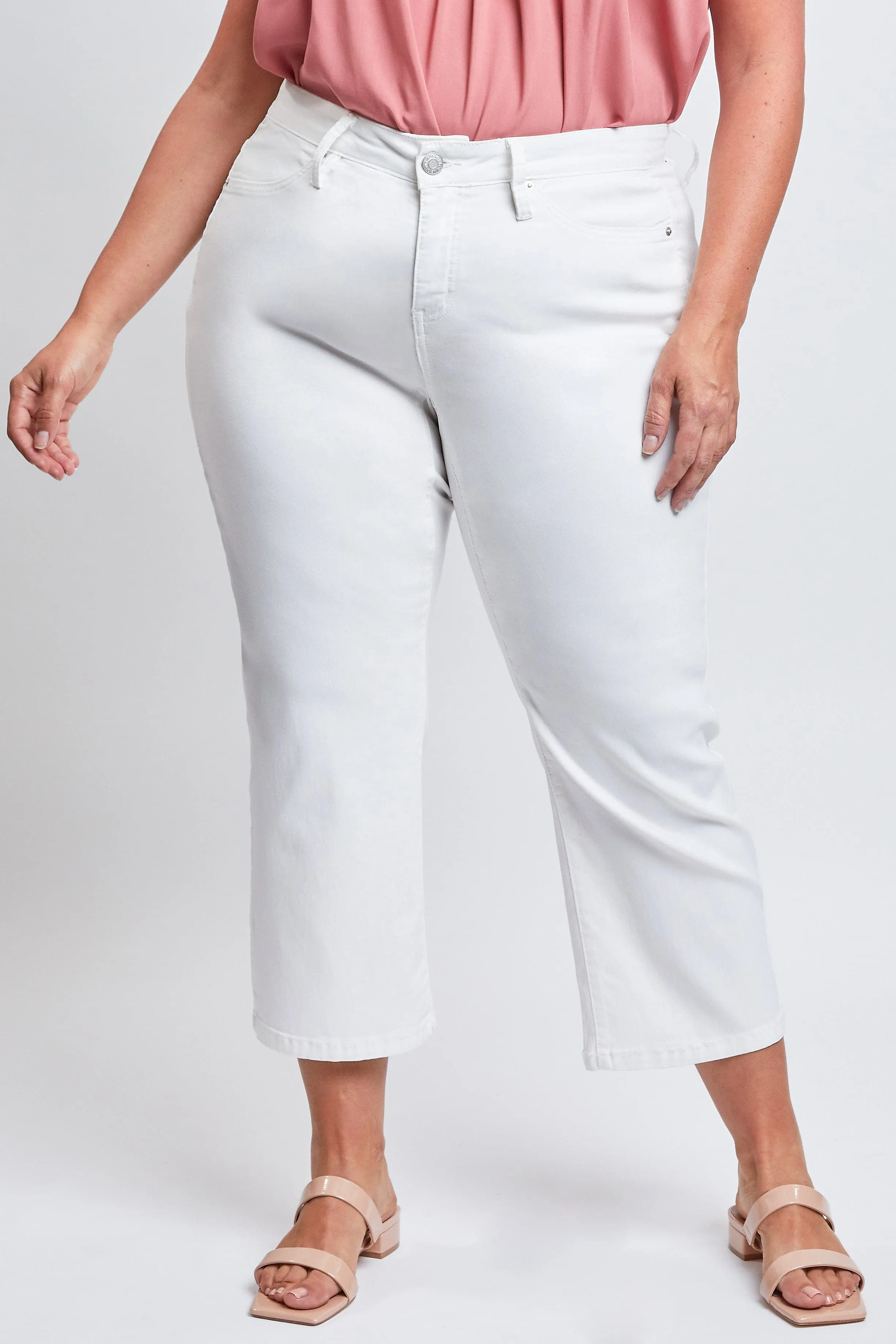 Women's Plus Size Hyperstretch Cropped Wide Leg Flood Pants, White