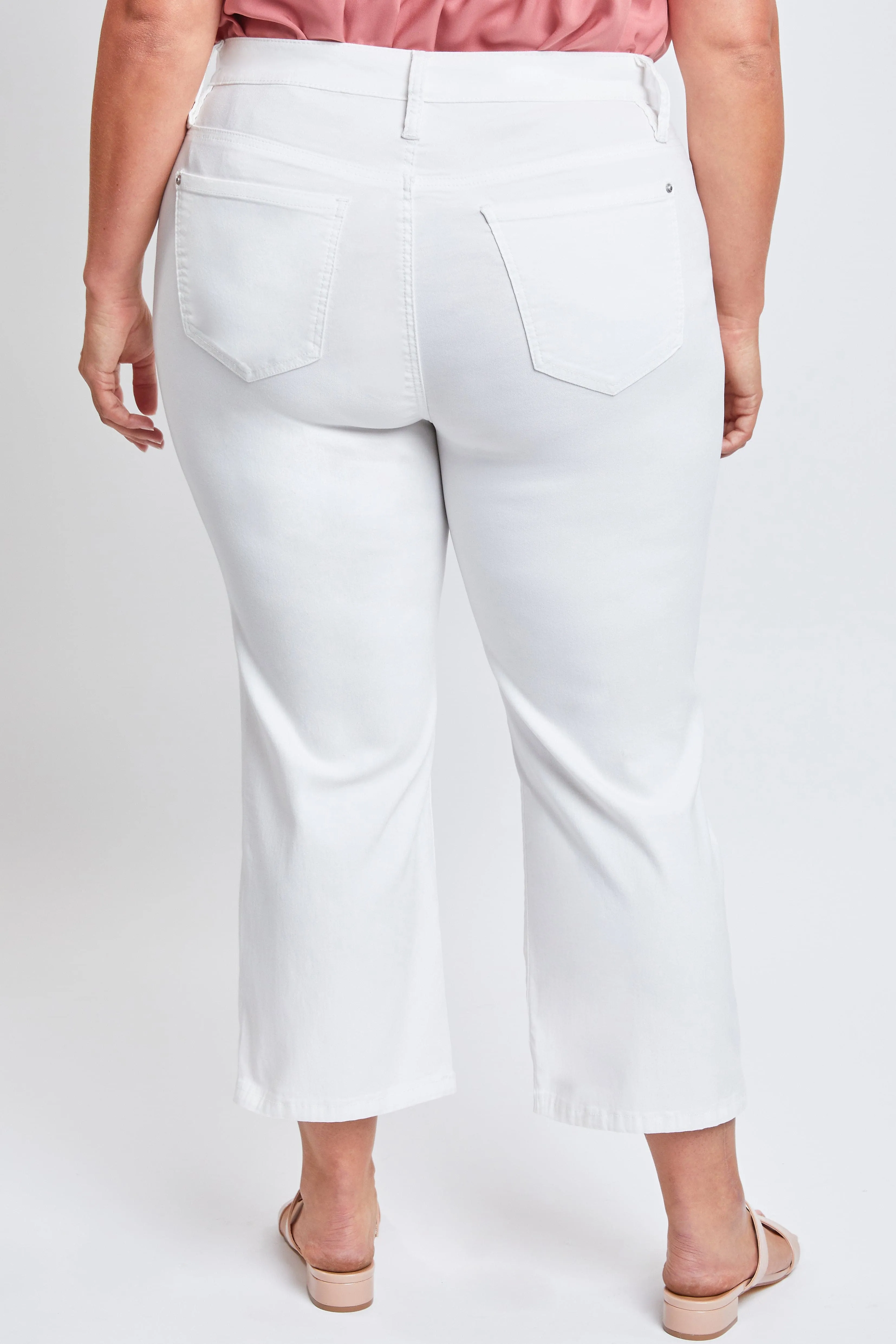 Women's Plus Size Hyperstretch Cropped Wide Leg Flood Pants, White