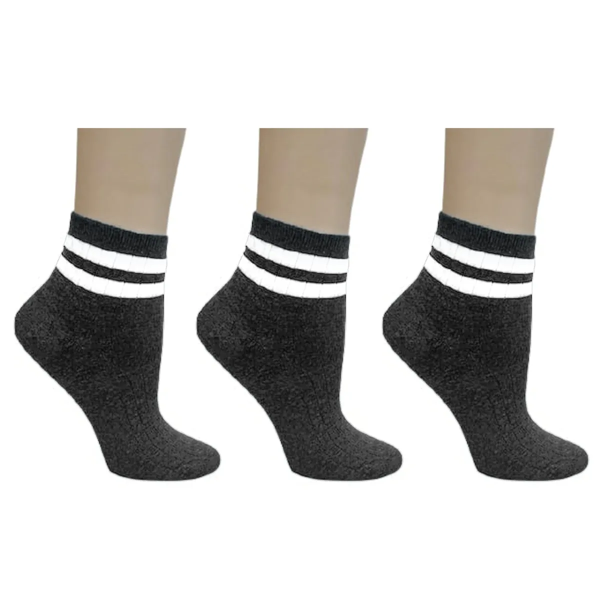 Women's Rayon Quarter Hi Performance Socks Striped Ankle and Sporty