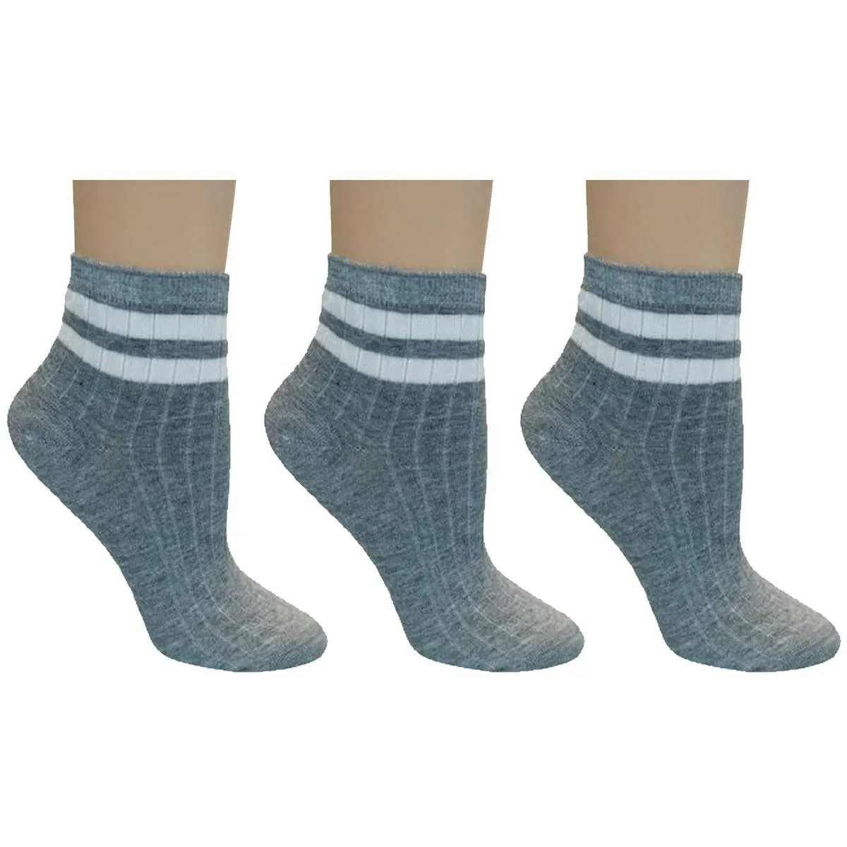 Women's Rayon Quarter Hi Performance Socks Striped Ankle and Sporty