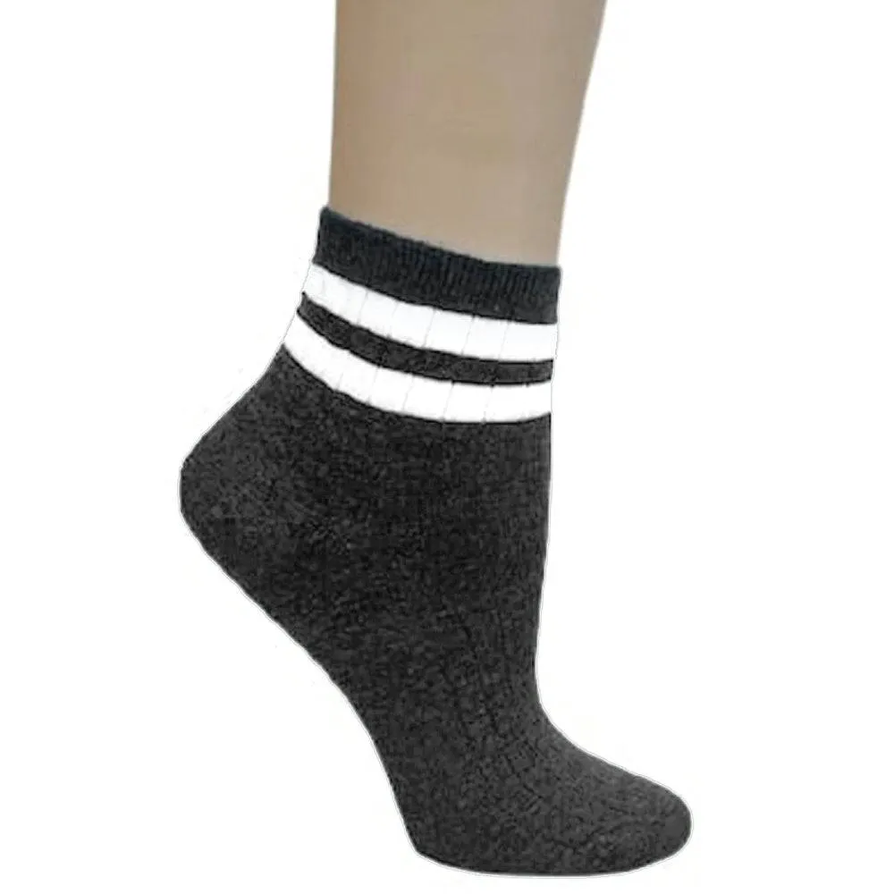 Women's Rayon Quarter Hi Performance Socks Striped Ankle and Sporty