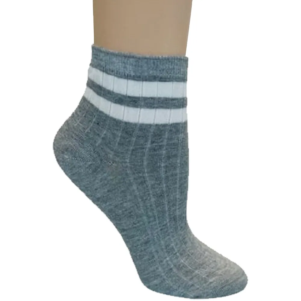 Women's Rayon Quarter Hi Performance Socks Striped Ankle and Sporty