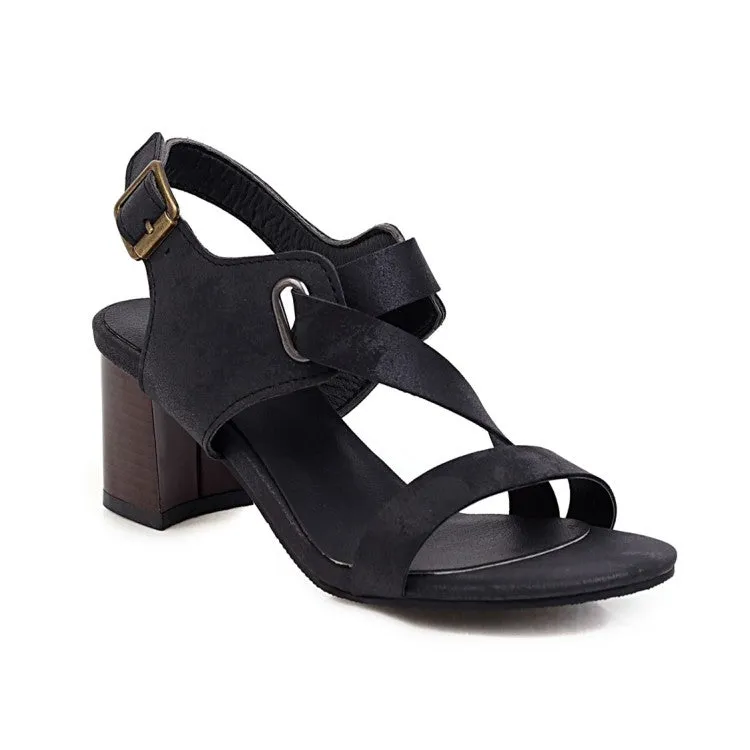 Women's's High Heeled Buckle Belt Block Heels Sandals